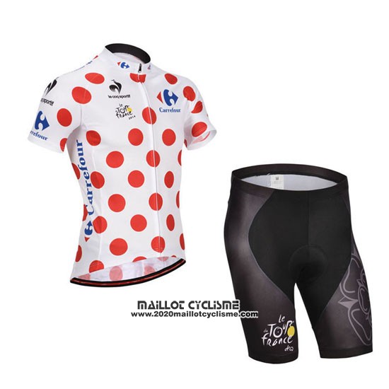 2014 Maillot Ciclismo Tour de France Blanc et Rouge Manches Courtes et Cuissard